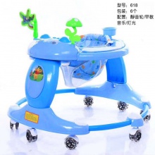 新款婴儿学步车6/7-18个月防侧翻多功能可折叠圆形助步车滑行车