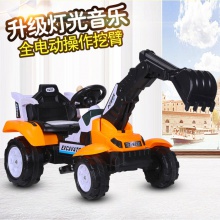 带灯光音乐可坐人挖沙推土机工程车 遥控玩具车 儿童电动挖掘机