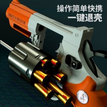 左轮软弹模型儿童可发射手枪357男孩仿真玩具手枪抛壳