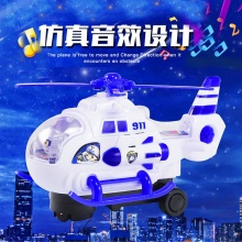 儿童灯光音乐飞机电动万向直升机男孩警察玩具车警车模型新年礼物