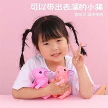 抖音同款会跑电动小猪创意发光音乐儿童玩具牵绳小猪夜市地摊货源