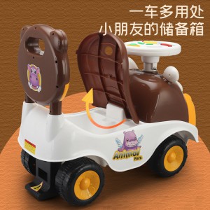 卡通奶牛扭扭车滑行车音乐方向盘 婴幼儿奶牛助步车学步车玩具3色
