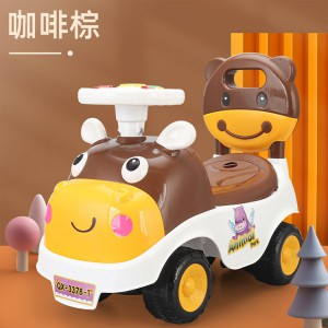 卡通奶牛扭扭车滑行车音乐方向盘 婴幼儿奶牛助步车学步车玩具3色