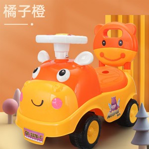 卡通奶牛扭扭车滑行车音乐方向盘 婴幼儿奶牛助步车学步车玩具3色