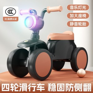 高档新款儿童滑行车四轮平衡车1-3岁男女宝宝滑步车溜溜车带灯光