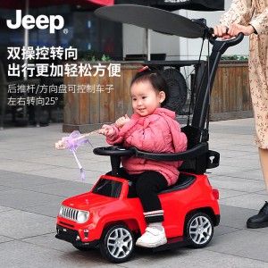 Jeep anti-fall music, no pedals, domestic outdoor three-in-one, red baby car, walker with music