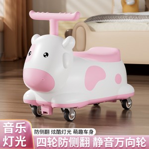 儿童四轮车奶牛花生溜溜车防侧翻1-3岁室内玩具音乐灯光宝宝礼品
