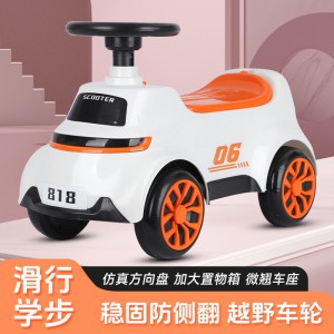 儿童新款四轮滑行车男女孩宝宝可坐防侧翻带音乐灯光静音轮玩具车