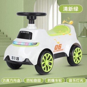 儿童新款四轮滑行车男女孩宝宝可坐防侧翻带音乐灯光静音轮玩具车