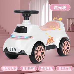 儿童新款四轮滑行车男女孩宝宝可坐防侧翻带音乐灯光静音轮玩具车