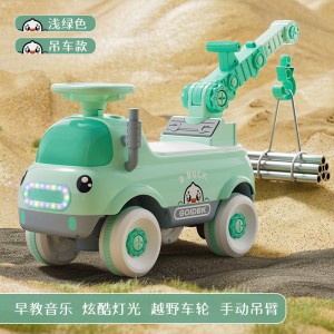 儿童工程车可坐人可骑行电动儿童滑行工程车四轮儿童钩机