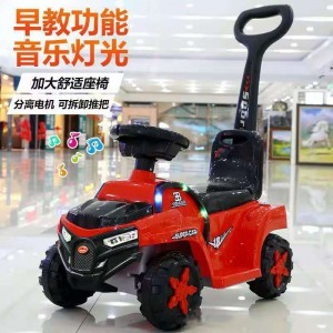 新款带推把宝宝四轮溜溜车 灯光音乐滑行推车 儿童四轮滑行车