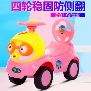 小企鹅四轮溜溜车学步助步车 宝宝周岁礼物玩具车 儿童滑行车