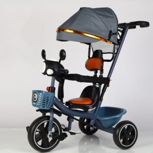 豪华轻便旅行多种功能儿童幼儿三轮车 带防侧翻踏板 头灯三轮车