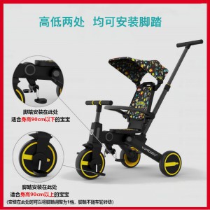 儿童三轮车遛娃手推车可折叠轻便婴儿宝宝脚踏车七合一折叠三轮车