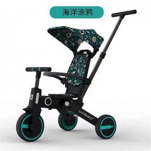 儿童三轮车遛娃手推车可折叠轻便婴儿宝宝脚踏车七合一折叠三轮车