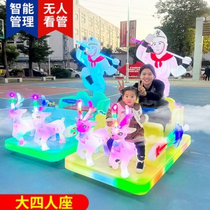 新款广场游乐跑车儿童玩具碰碰车发光亲子双人电动公园扫码遥控车