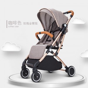 High landscape stroller, can sit and lie down, lightweight pull-rod folding four-wheel shock absorption stroller
