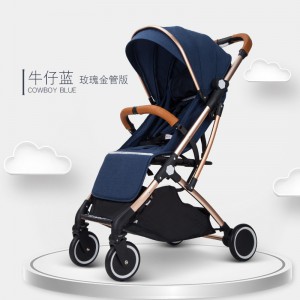 High landscape stroller, can sit and lie down, lightweight pull-rod folding four-wheel shock absorption stroller