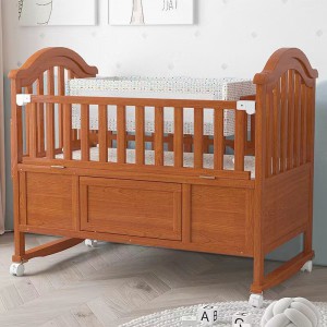 New solid wood crib, newborn baby bed, splicing bed, bedroom, extra wide bed with storage, can be used as a gift