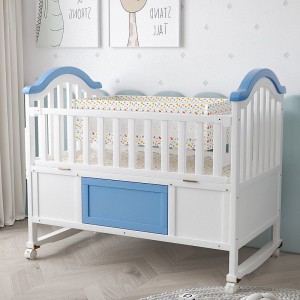 New solid wood crib, newborn baby bed, splicing bed, bedroom, extra wide bed with storage, can be used as a gift