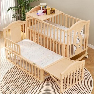 实木无漆婴儿床多种功能新生儿拼接大床BB床儿童床摇篮床宝宝床定制