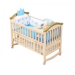 Baby bed, solid wood, unpainted baby, bb cradle, multi-function, movable splicing bed for children and newborns