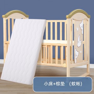 Baby bed, solid wood, unpainted baby, bb cradle, multi-function, movable splicing bed for children and newborns