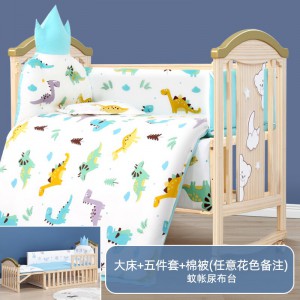 Baby bed, solid wood, unpainted baby, bb cradle, multi-function, movable splicing bed for children and newborns