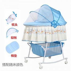 婴儿摇篮床小摇床新生儿床摇摇床带蚊帐多功能安抚bb床带滚轮睡篮