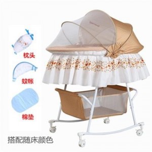 婴儿摇篮床小摇床新生儿床摇摇床带蚊帐多功能安抚bb床带滚轮睡篮