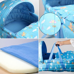 portable baby carrier, car mounted, reclining hand basket, baby crib, crib, bassinet