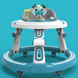 Baby walker, anti-O-leg, anti-rollover, foldable, adjustable height and music