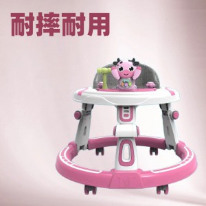 Baby walker, anti-O-leg, anti-rollover, foldable, adjustable height and music