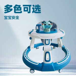 Baby walker, anti-O-leg, anti-rollover, foldable, adjustable height and music