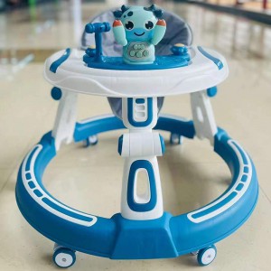 Baby walker, anti-O-leg, anti-rollover, foldable, adjustable height and music