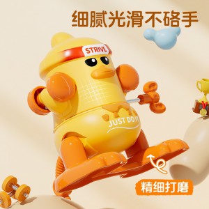 新品儿童上链发条翻斗小黄鸭翻跟斗翻身男女孩亲子互动发条小玩具