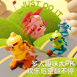 新品儿童上链发条翻斗小黄鸭翻跟斗翻身男女孩亲子互动发条小玩具