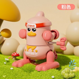 新品儿童上链发条翻斗小黄鸭翻跟斗翻身男女孩亲子互动发条小玩具