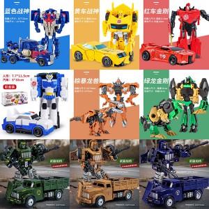 男孩玩具爆款手动变身汽车人恐龙模型机器人变形玩具反转车