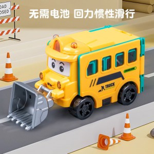 反转变形小汽车男孩工程翻翻车回力卡通玩具车儿童小玩具