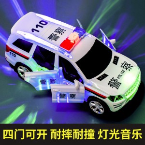男孩儿童小汽车宝宝变形跳舞旋转发光警车电动万向车玩具