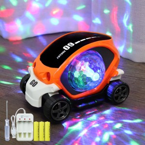 儿童电动玩具小汽车男孩闪光音乐玩具车电动万向灯光卡通玩具车女