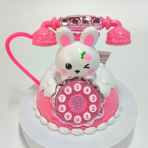 小库米电话机 卡通萌兔蛋糕音乐电话过家家女孩玩具 电话机玩具