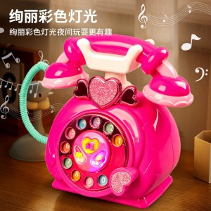 新款仿真拨号早教机卡通复古声光电话座机女孩礼物幼儿园益智玩具