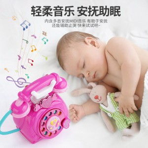 新款仿真拨号早教机卡通复古声光电话座机女孩礼物幼儿园益智玩具