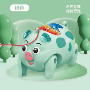 电动牵绳小猪爆款小孩夜市发光玩具地摊儿童玩具男孩女孩
