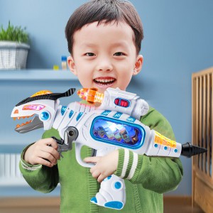 男孩电动冲锋枪霸王龙声光振动枪恐龙爪子摆动灯光影像儿童玩具枪