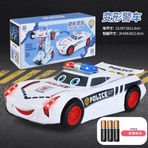 电动变形警车发光音乐自动变形机器人万向汽车儿童玩具车