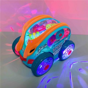 电动特技旋转自动翻斗车带齿轮炫彩灯光音乐玩具